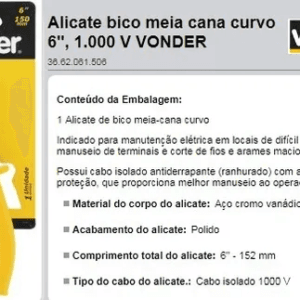 Alicate bico meia-cana curvo 6 1000V - Image 4
