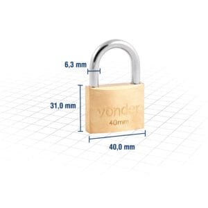 Cadeado De Latão 40mm Encartelado - Vonder - Image 3